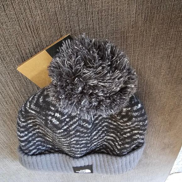The North Face Women\'s Black & Vanadis Gray Chevron Pom Beanie Size One Size main image 7